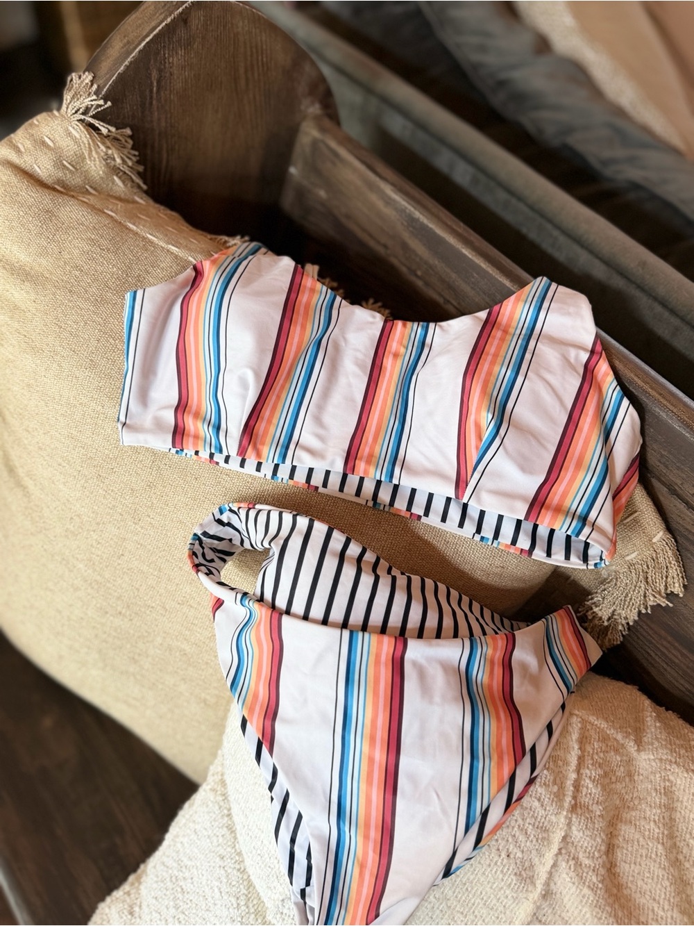 Striped Two-Piece Bikini Set - Multicolor Stripes